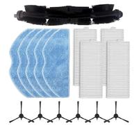 CYRENT Kit de paño de trapeador con filtro lateral principal para aspiradora robot Tefal Serie 75 S+ RG8597W, 1 juego de repuesto incluye 4 filtros, 6 cepillos laterales, paños de microfibra para