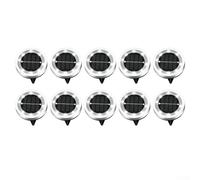 CYRENT Luces solares de suelo, 10 unidades, 8 LED, para exteriores, iluminación de césped con sensor automático, IP65, resistente al agua, para jardín, camino, entrada, patio, 2.5 pulgadas (luz blanca