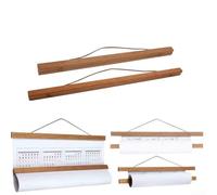 CYRENT Marco de fotos magnético de madera de nogal, colgador de rollo de póster para decoración de pared con cordón de cuero de vaca (51 cm)