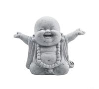 CYRENT Mini adorno estético de Buda sonriente gordo y sonriente, estatua de jardín de resina con un aspecto único de arenisca para pecera, acuario, hogar, jardín, escritorio (A)