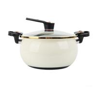 CYRENT Olla a presión para cocinar en casa de 8 L con acabado esmaltado, gran capacidad para preparar sopa y comidas, viene con asas dobles para un mejor control y seguridad (blanco)