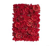 CYRENT Panel de pared de flores de seda de 40 x 60 cm, rosas artificiales y hortensias para bodas, fiestas, telón de fondo de fotos, decoración de eventos (borgoña)