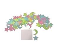 CYRENT Pegatinas de pared luminosas 3D que brillan en la oscuridad, estrellas y lunas, calcomanías de techo fluorescentes para dormitorio de niños, decoración de techo estrellado (200 unidades)