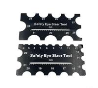 CYRENT Regla de medición de ojos de seguridad de plástico de madera de 4 a 32 mm, herramienta de medición de ojos de muñeca para tejer, costura, ganchillo, manualidades, 2 unidades