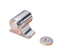 CYRENT Tope de puerta magnético de latón para montaje en suelo, altura ajustable, con adhesivo o tornillo de instalación, 5 x 5 cm, color plateado