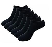 CYS Calcetines Tobilleros 6 Pares Cortos Unisex Mujer Hombre Deporte Invisible Hechos de Algodón Peinado (39-42, 6 NEGRO)