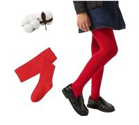 CYS Leotardos Escolares Niñas Juveniles 3-16 Años (104-172 cm) Medias Panty Algodón Peinado Sin Costuras Para Colegio Danza y Diario (FR/ES, Edad, 11 años, 12 años, Regular, 1, ROJO)