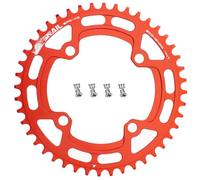 CYSKY Plato de Bicicleta 104 BCD 40 42 44 46 48 50 52 Dientes Narrow Wide Monoplato con Pernos de piñón para Bicicleta de Montaña, Bicicleta de Carretera, Ebike (Rojo, 44 Dientes)