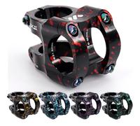 CYSKY Potencia 31.8 35mm MTB Vástago Corto Manillar Ultra-Ligero CNC Aleación de Aluminio 35mm Abrazadera de Manillar para Bicicleta de Montaña Bicicleta de Carretera BMX Downhill (Negro+Rojo)