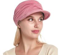 Cysocool Gorro de béisbol suave para mujer, gorro tipo newsboy de bambú con pico, turbantes para quimioterapia, gorro holgado, gorra, boina, gorro de bonet para pérdida de cabello, rosa, Talla única