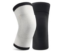 Cysocool Rodilleras térmicas de terciopelo para hombres y mujeres con bolsillo térmico, rodilleras elásticas antideslizantes con banda elástica extrasuave para invierno, alivio del dolor en las