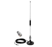 CYSSJF Antena-CB 27 MHz para Coche | con Cable RG58 (5m, 50 Ω) y Enchufe (PL259 & BNC) | 67 cm, Base Magnética Ø 95 mm | Compatible con Emisora CB President, Midland, Superstar, Alan