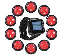 CYSSJF Buscapersonas para Restaurante, Sistema de Llamadas Inalámbrico, 1 Reloj y 10 Botones de Llamada y Apto para Bar de Hospital, Pizzería Dental