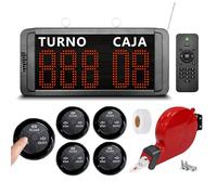CYSSJF Pantalla Su Turno Digital | 3 Digitos con 5 Botón de Llamada | Número de Turno→ Número de Caja | Aumentar Rotación del Servicio en Mostradores/Despacho/Consejería