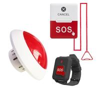 CYSSJF Sistema de Llamada de Emergencia para Minusválidos/Personas Mayores, Avisador Baño Minusvalidos/Ancianos | SOS Alarma Minusvalidos Baño/Dormitorio/Accesible WC/Aseo +1 Pulsera de Emergencia