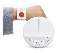 CYSSJF Sistema De Llamadas De Emergencia Y Sos Para Personas Mayores, Pulsera Avisador- 1 Pulsera de Emergencia Inalambrico+1 Alarma Inalámbrica, Con 40 Tonos de Llamada y 4 Niveles de Volumen