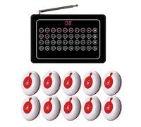 CYSSJF Sistema de Llamadas Enfermeras Boton para Llamado Enfermera Timbre para Restaurante para Restaurante Hospital Clínica Casa de Reposo 1 Receptor 10 Botón de Llamada Transmisor Impermeable