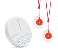 CYSSJF Timbre de Aviso para Personas Mayores y con Movilidad Reducida - Sistema de Alerta con 2 Botones de Emergencia para Baño y Cama (Sin Wi-Fi, 120dB, Reinicio Manual)