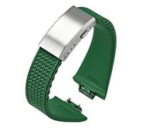 CYSUE Correa de caucho fluorado para Tissot PRX Series Super Player, 35mm, 40mm, FKM, hebilla plegable de liberación rápida, correa de reloj de 11mm y 12mm(Green,12mm)
