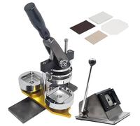 CYTBEK Máquina para Hacer Insignias, con fabricación de Insignias con Botones magnéticos para refrigerador de 50 * 50 mm, Fabricante Profesional de Insignias de Metal + Cortador de Papel + 100 Piezas