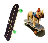 CYTBEK Monopatín para Mascotas con Soporte para Surf, diseñado Completo para Perros y Mascotas con Ruedas Coloridas de PU, para Bulldog inglés-francés, Superficie de Tabla Fuerte, Soporte de Gravedad