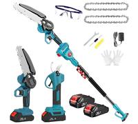 CYTBEK Sierra de pértiga inalámbrica de 36 V y 6 pulgadas, tijeras de podar 3 en 1, 2 baterías de 3.0 Ah con extensión de 2 m para podar árboles