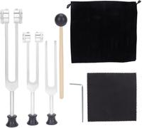 CYTGOUPER Juego de tenedores de afinación (128 Hz, 256 Hz, 512 Hz), horquilla de afinación pesada de aleación de aluminio de alta resistencia con tonos claros y duraderos, tenedores de afinación para