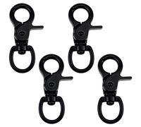 CYUaoao 4 Piezas Ganchos Giratorios para Bolsos 60 mm Cierre de Mosquetón Giratorio de Aleación de Zinc para Llaveros y Correas Perros Clip Mosquetón para Senderismo - Negro