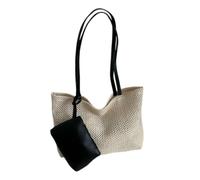 CYUCHENC Bolso Bandolera Tejido De Dos Piezas, Portátil, Un Solo Hombro, Moderno, Gran Capacidad, Estilo Extranjero, Atractivo, Simple Y Versátil-Blanco