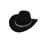 CYUCHENC Sombrero Vaquero De Occidental para Hombre Y Mujer, Simple con Espada Diamante Diamantes Imitación, Decorativo Fieltro-Negro-m (56-58 Cm)