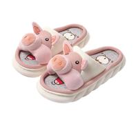 CYUCHENC Zapatillas de Estar por Casa Mujer Lino Cerdo Dibujos Animados, | Zapatillas de Estar por Casa Mujer Pantunflas Invierno Cálidas Suaves con 2 Polyester