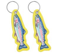 CYUXING 2 llaveros de pesca, llaveros geniales con forma de anzuelo, llaveros de trucha arcoíris, adornos para bolsos, mochilas de hombre, bonitos adornos para llaves de mochila de coche