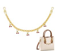 CYUXING Llavero con colgante de cereza dorada para bolso, doble hebilla, moderno accesorio para llavero, bonitos dijes para monedero, joyería decorativa de moda para bolsos de mujer, carteras.