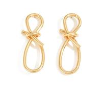 CYV Pendientes colgantes de gota anudados para mujer, ligeros, calados, colgantes de lágrima, joyería minimalista de moda para uso diario, como imagen, Metal, Sin piedra preciosa