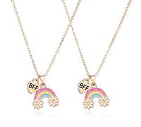 CYWQ Collar con colgante de flor de corazón y arco iris, para mejores amigas, collar de joyería de moda para mujer, Metal