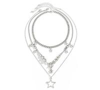 CYWQ Collar de estrella Y2k para mujer, collar grunge en capas, estético, apilable, cadena de palanca, collares góticos vintage, joyería emo para mujer, talla única, Zinc, No es una piedra preciosa