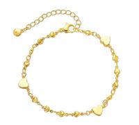 CYWQ Tobillera chapada en oro de 18 quilates para mujer, estilo bohemio, playa, con cuentas, cadena de amor, pie, pulsera de tobillo, regalo para niñas