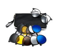 Cyxus Gafas de sol polarizadas con clip magnético 5 piezas, para hombre y mujer, marco TR90, gafas de sol UV 400 para conducir, pescar, viajar, P1206X02, Negro, amarillo, marrón, azul