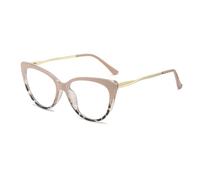 Cyxus Gafas Luz Azul Hombre Mujer Moda Monturas Cat-Eye Ligero TR90 Gafas Anti Dolor de Cabeza Fatiga Ojos 8144, 04-leopardo rosa, 54-19-149