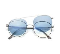 Cyxus Marco de anteojos con 5 piezas de clip magnético polarizado, lentes de sol para hombres y mujeres, marco de acero inoxidable ligero, UV 400, para conducir, pescar, viajar, P1209, Blue