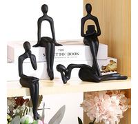 CYYKDA Juego de 4 Figuras de Estatua de Pensador Negro para decoración de estanterías, Decora tu hogar, Oficina o Estante con esculturas de Arte Abstracto, Ideal para cumpleaños, Navidad, Acción de