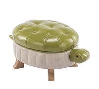 CYYTLFSD Taburete otomano de animales, taburete de sofá de tortuga, taburete otomano tapizado de piel sintética (color: verde-S)