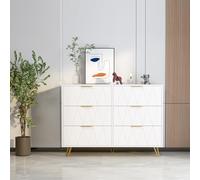 CYYZB Cómoda Moderna de 6 Cajones para Dormitorio,Cómoda de Cajones con Tiradores y Patas Doradas,Cómoda y Cómoda de Madera Blanca, Armario de Almacenamiento Vertical Moderno para Sala de Estar