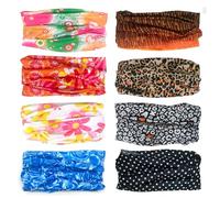 CYZBL 8 Piezas Multifunción Bufanda Bandana Protección UV,Pañuelos Cabeza Elástica para Movimiento, Mujer Pañuelo de cabeza elástico para Yoga Senderismo (Una variedad de colores, Código Medio)