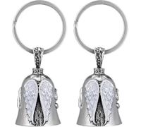 CYZJPRVN Campana de moto Guardian Bell para motocicleta, 2pcs campanilla de motocicleta, amuleto de la suerte, campana de protección de ángel para bendecir la paz, amuleto de la suerte, plata