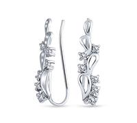 Cz Remolino Alambre Pendientespara Mujer Para Adolescentes Ronda Circonio Cúbico .925 Plata De Ley