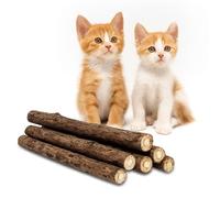 CZ Store - Palitos Matatabi | Pack DE 6 | ✮GARANTÍA DE por Vida✮ - Juguete Reusable con Hierba Gatera Calmante para Gatos y Gatitos - Higiene Bucal, Aliento - Sabor Menta, Madera Natural Orgánica