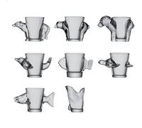CZ-XING Juego de 8 vasos de chupito con base pesada para bebidas alcohólicas, juego de cristalería único y duradero con forma de animal, juego de vasos de chupito transparentes reutilizables para