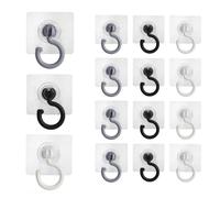 CZAKOMIX 15 PCS Ganchos Adhesivos,Gancho de Techo Giratorio 360°,Ganchos Adhesivos Para Pared Sin Perforar- Carga Máxima 3kg,para Colgador de Cocina Baño Techo Familia y Oficina (Negro, Blanco, Gris)