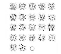 CZAKOMIX 22 Piezas Plantillas Para Pintura Facial, Reutilizables Plantillas De Maquillaje, 12.9*12.9cm, Tatuajes Temporales, Para Pintura Corporal Y Facial, Halloween,Carnaval Fiestas (Blanco Lechoso)